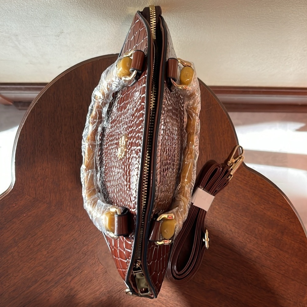 Accessorize Satchel Crossbody bag Croc pattern patent leather brown/bamboo - Picture 7 of 10